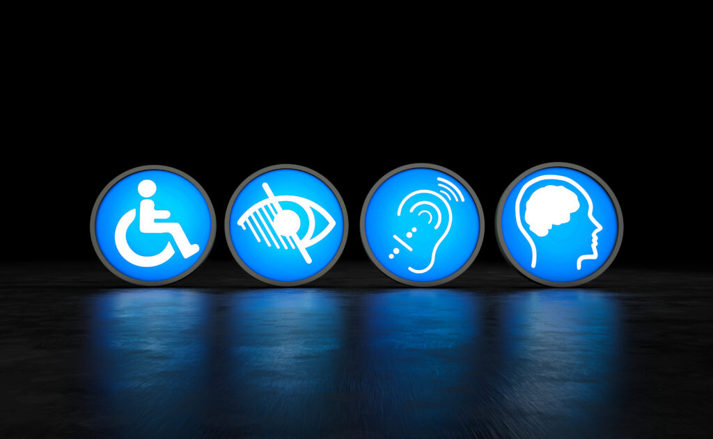 An array of disability-related icons.